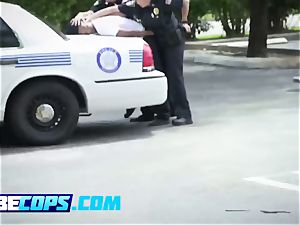 chesty dark haired cops satisfy a ebony guy