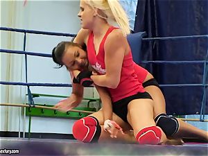 Brandy smirk wrestle with a beauty honey inside the ring