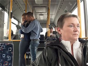 Lindsey Olsen fucks her dude on a public bus